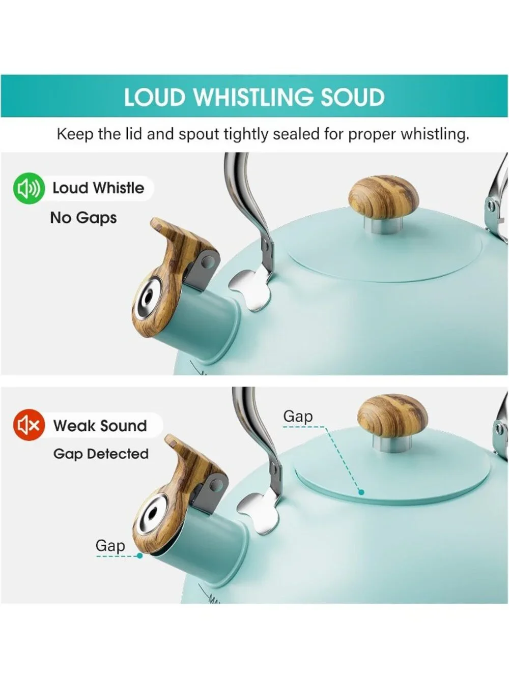 Blue Kitchen Whistling  Tea Kettle 2.6 Quart Stainless Steel Stovetop Induction